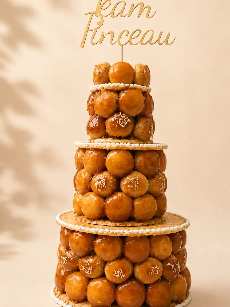 Pièce montée de choux à trois étages pour un mariage