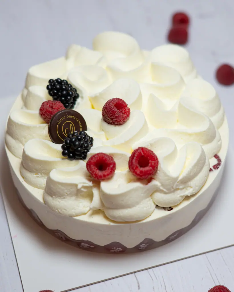 Framboisier, crème diplomate vanille et framboises fraîches