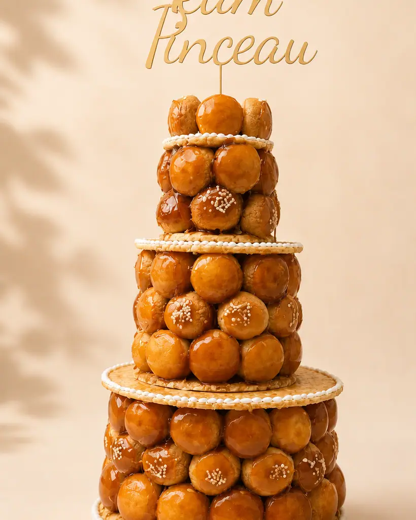 Pièce montée de choux à trois étages